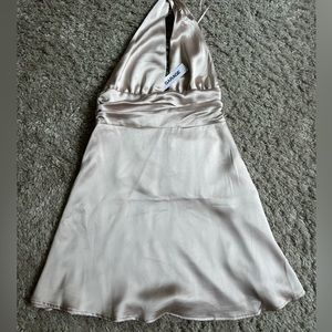 new with tags!! champagne pink silk halter dress